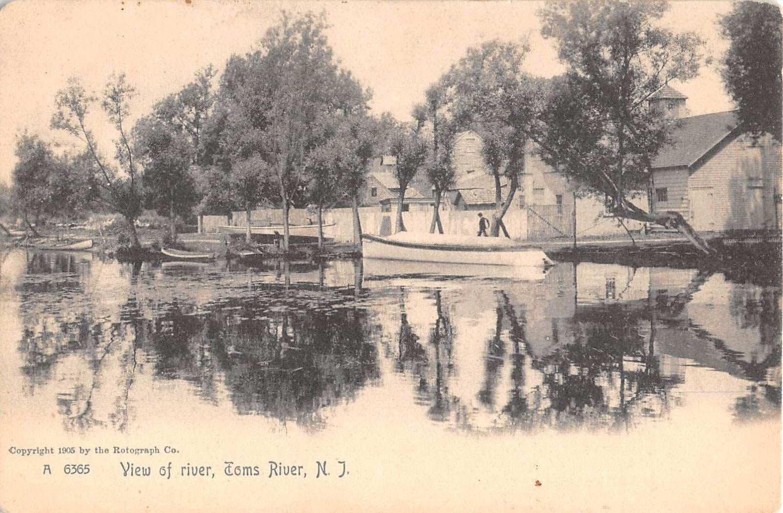 c.1905 View of River Toms River NJ post card