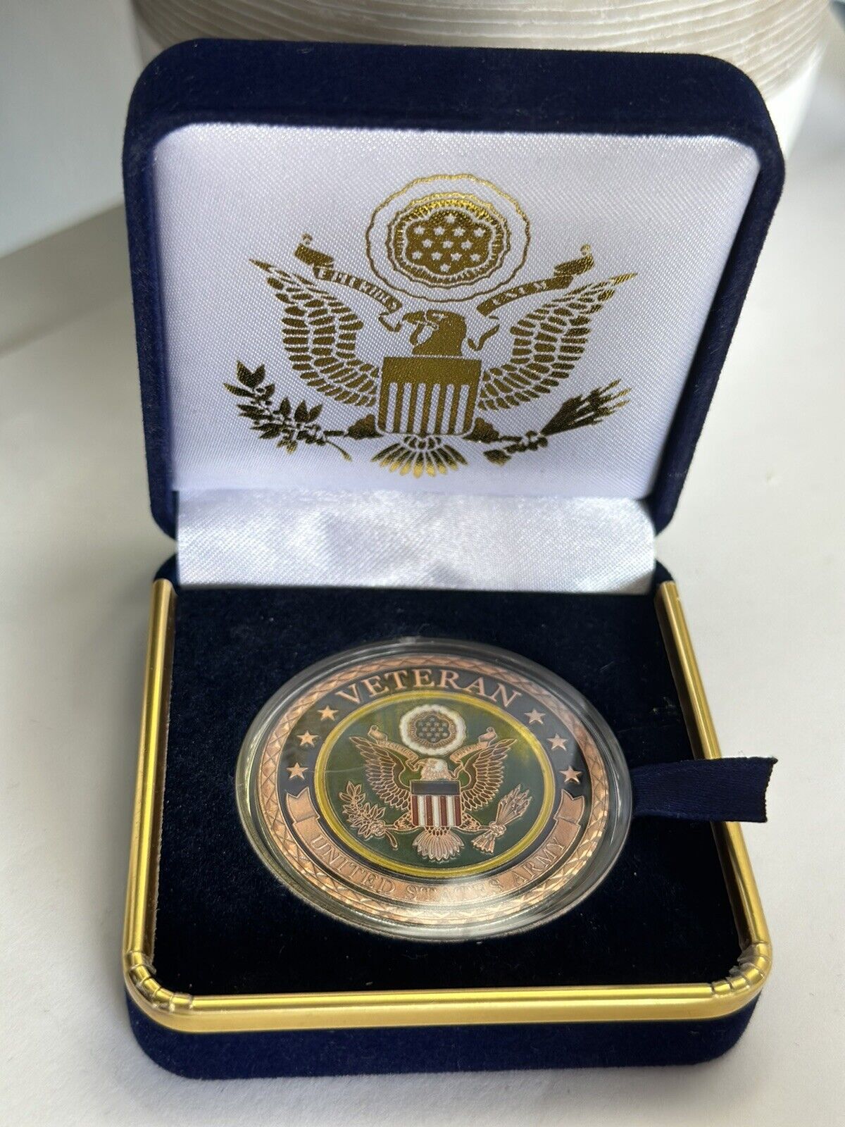 PROUD TO BE ARMY VETERAN  Challenge Coin with Presentationt Box
