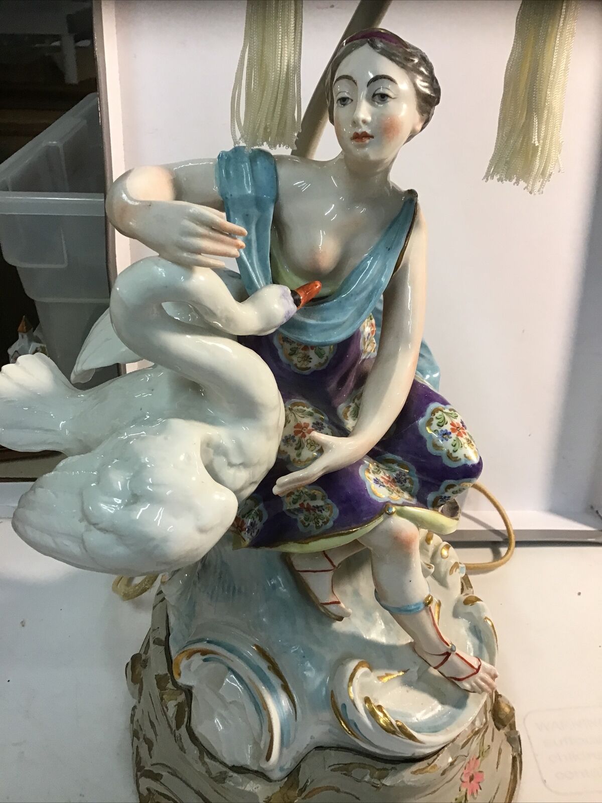 Vintage/ Antique Leda and the Swam Lamp