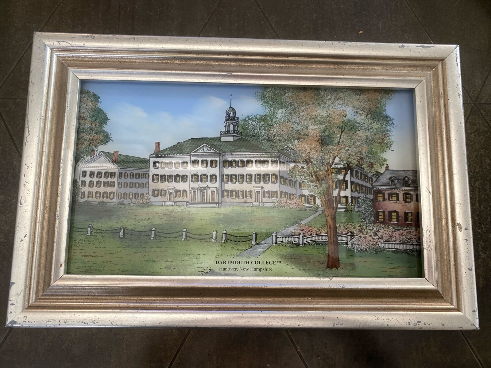 Eglomise Reverse Painted DARTMOUTH COLLEGE Framed Painting Dartmouth