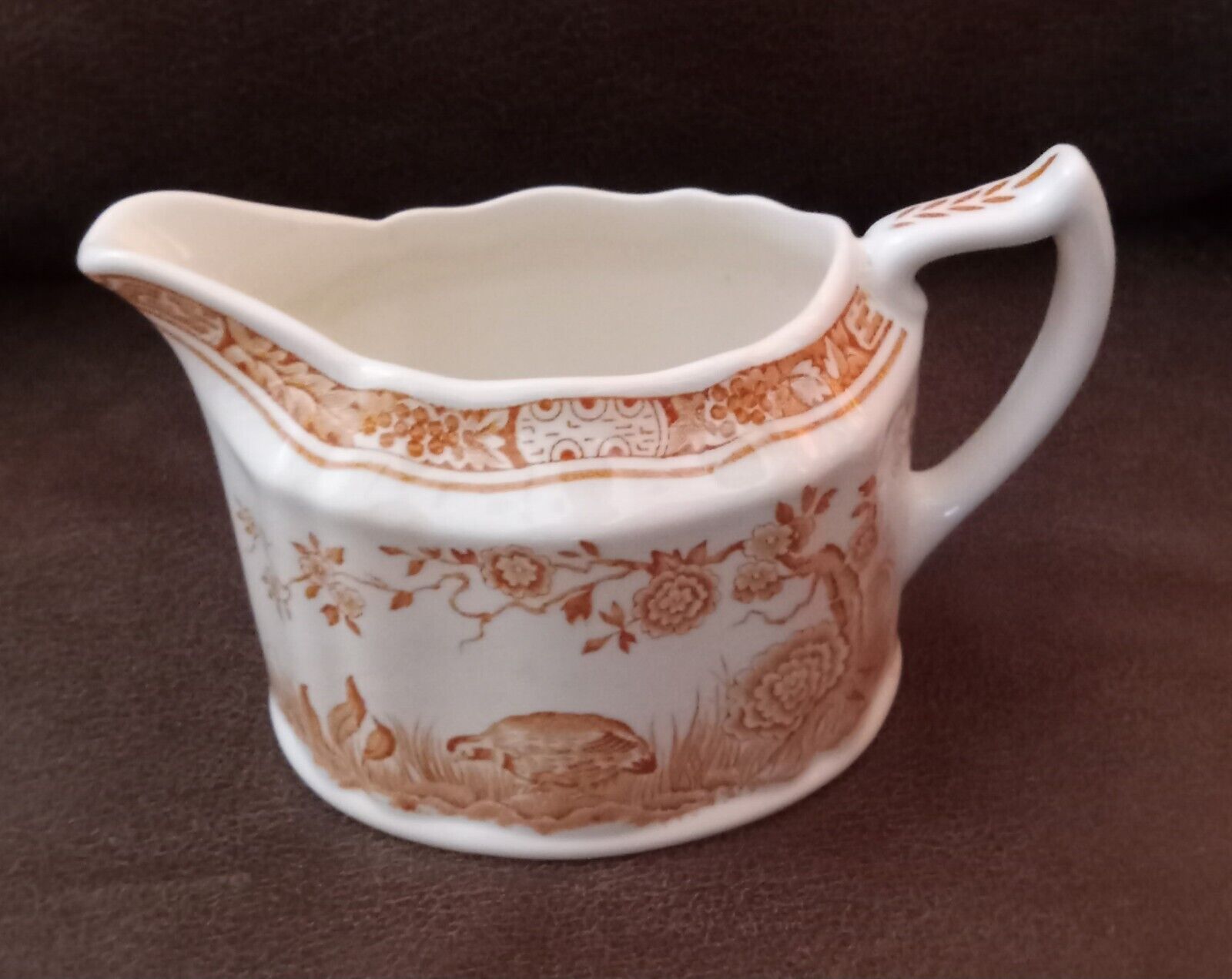 Vintage Furnival Brown Quail Porcelain  Creamer England RN 684771 