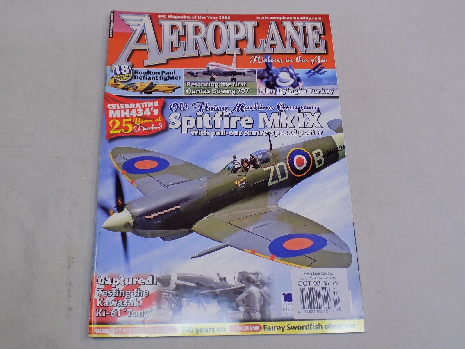 Aeroplane Magazine Oct 2008 Spitfire Mk IX Kawasaki Ki-61 Tony Fairey Swordfish 