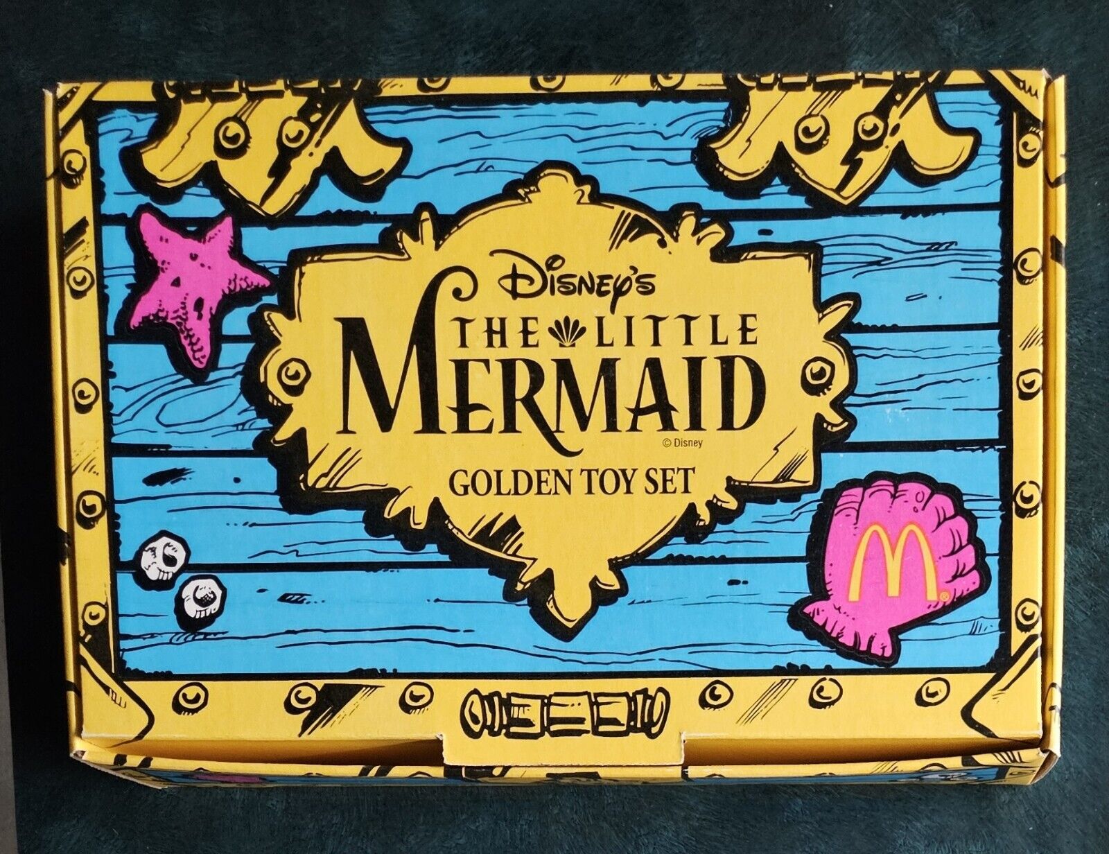 1997 McDonald\'s Happy Meal Disney Little Mermain Golden Toy Set New In Box COA