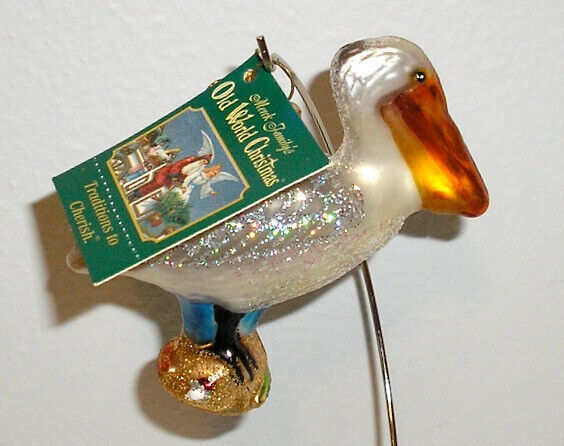 2008 OLD WORLD CHRISTMAS - PELICAN - BLOWN GLASS ORNAMENT NEW W/TAG