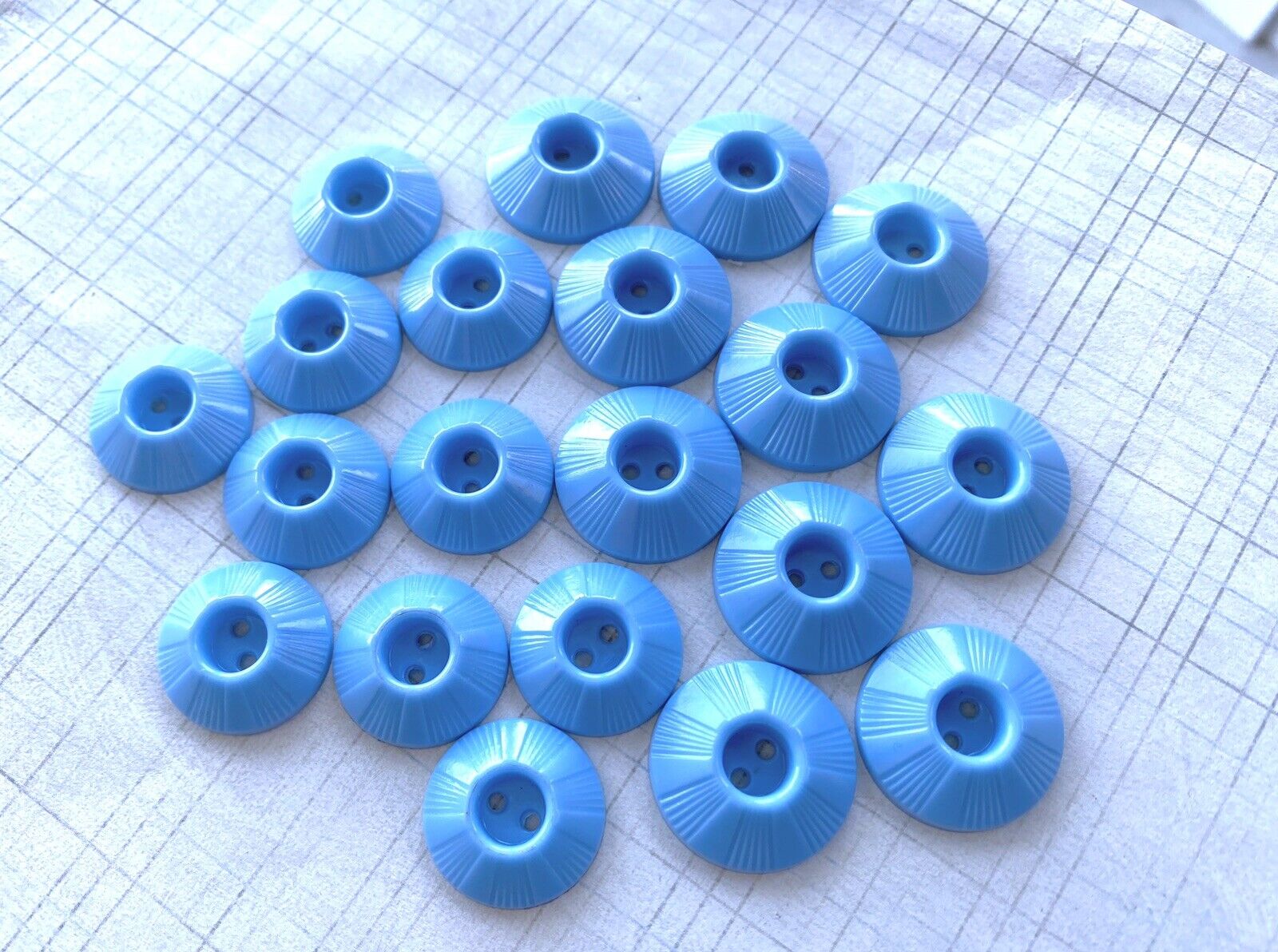 Vintage Plastic Baby Blue Buttons NOS Two Sizes Lot of 20