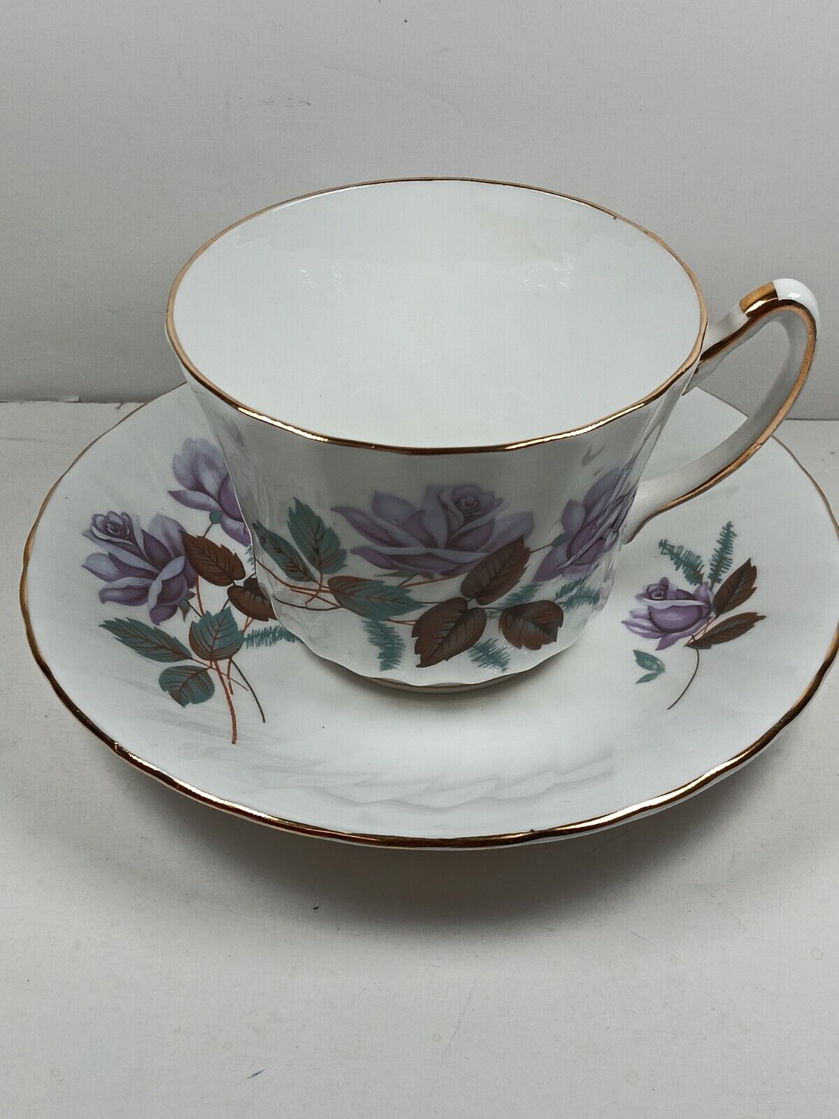 Vintage Royal Kendall Tea Cup Saucer Floral Fine Bone China England Mid Century