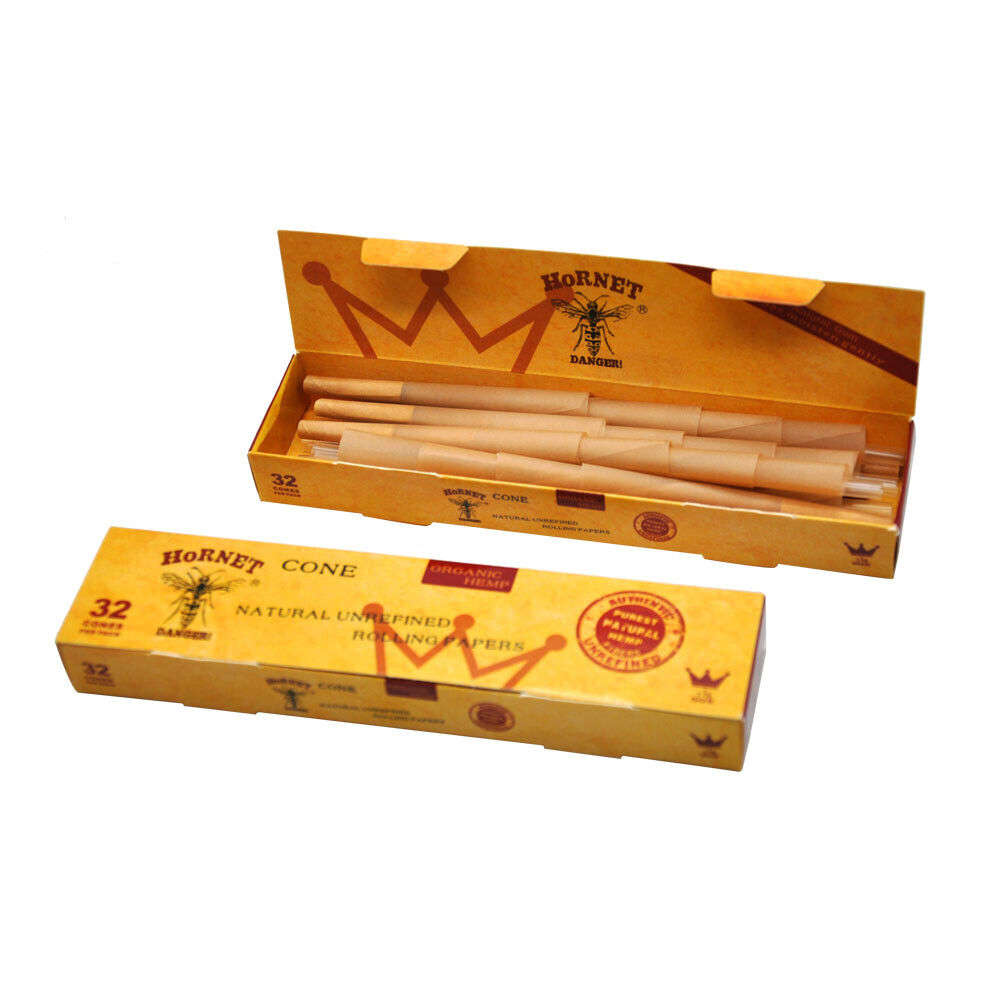 HORNET Pre-Rolled Natural Cigarette Rolling Paper Cones With Filter Tip 32 Cones