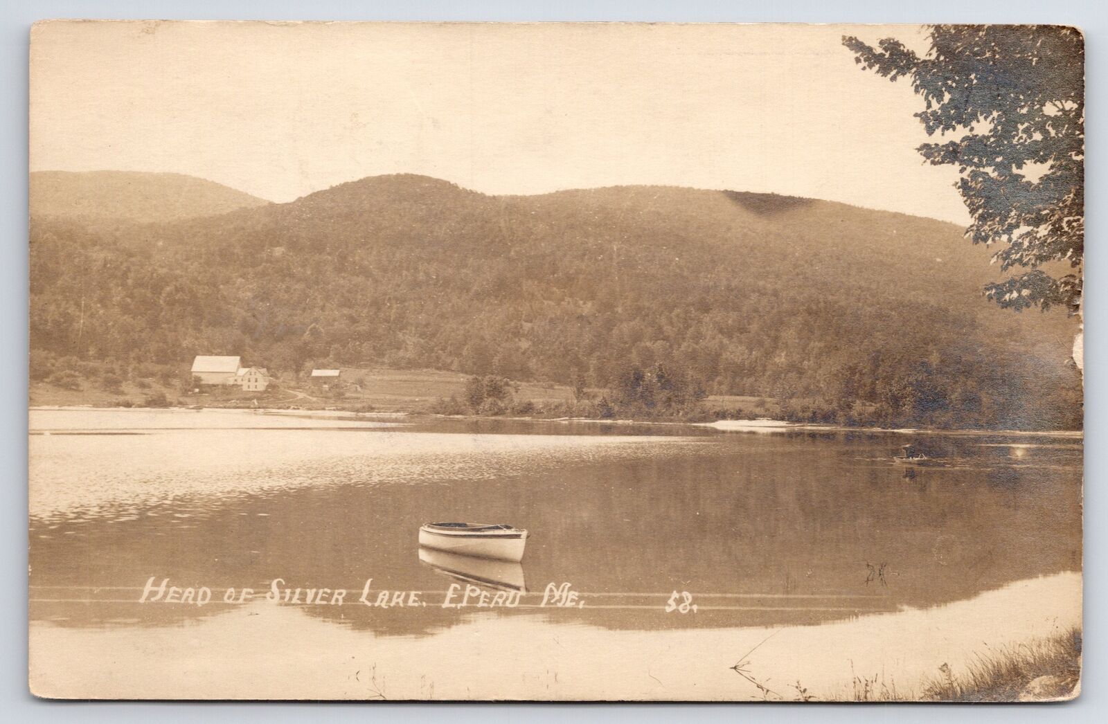 East Peru Maine~Head Of Silver Lake~Unmanned Rowboat~Posted c1921 RPPC