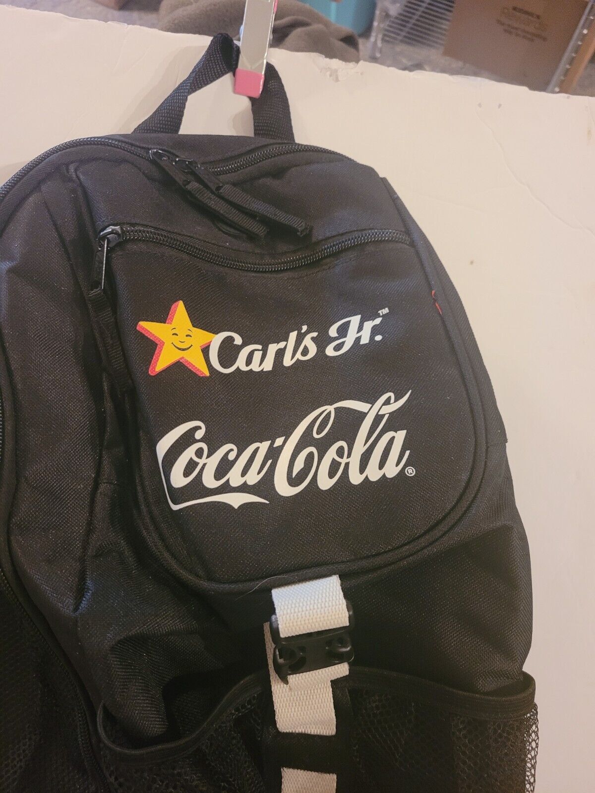 Coca Cola Carl's Jr 20 Inch BackPack Insulated Side  Pockets Promotional 