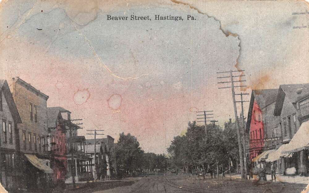 Hastings Pennsylvania Beaver Street Vintage Postcard AA61295