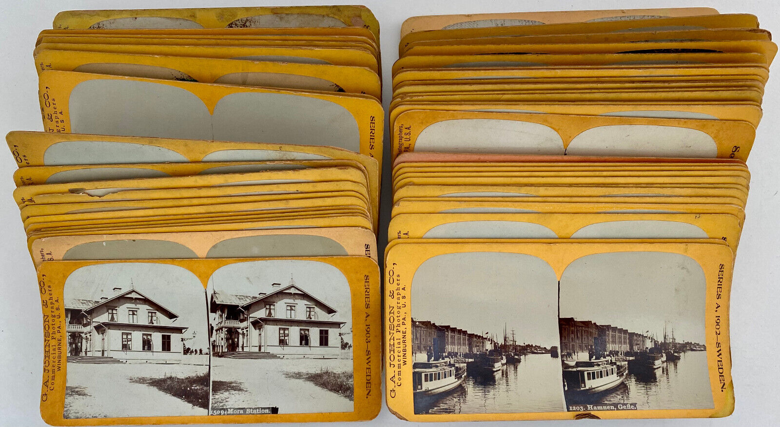 SWEDEN, Lot of 52 STEREOVIEWS by Gust. A. Johnson, Various Topics