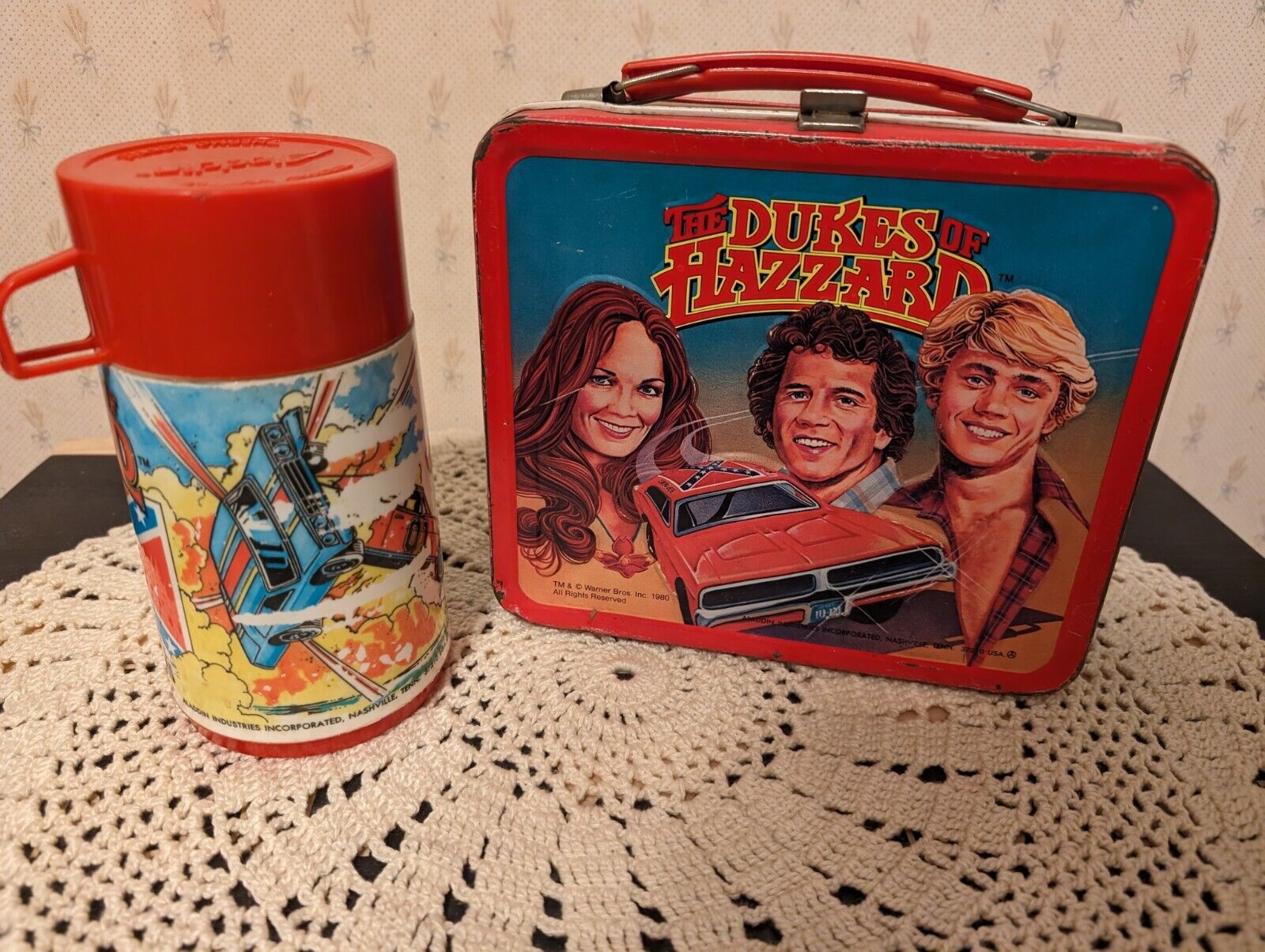Vintage Dukes Of Hazzard Aladdin Metal Lunchbox & Thermos 1980 Great Condition
