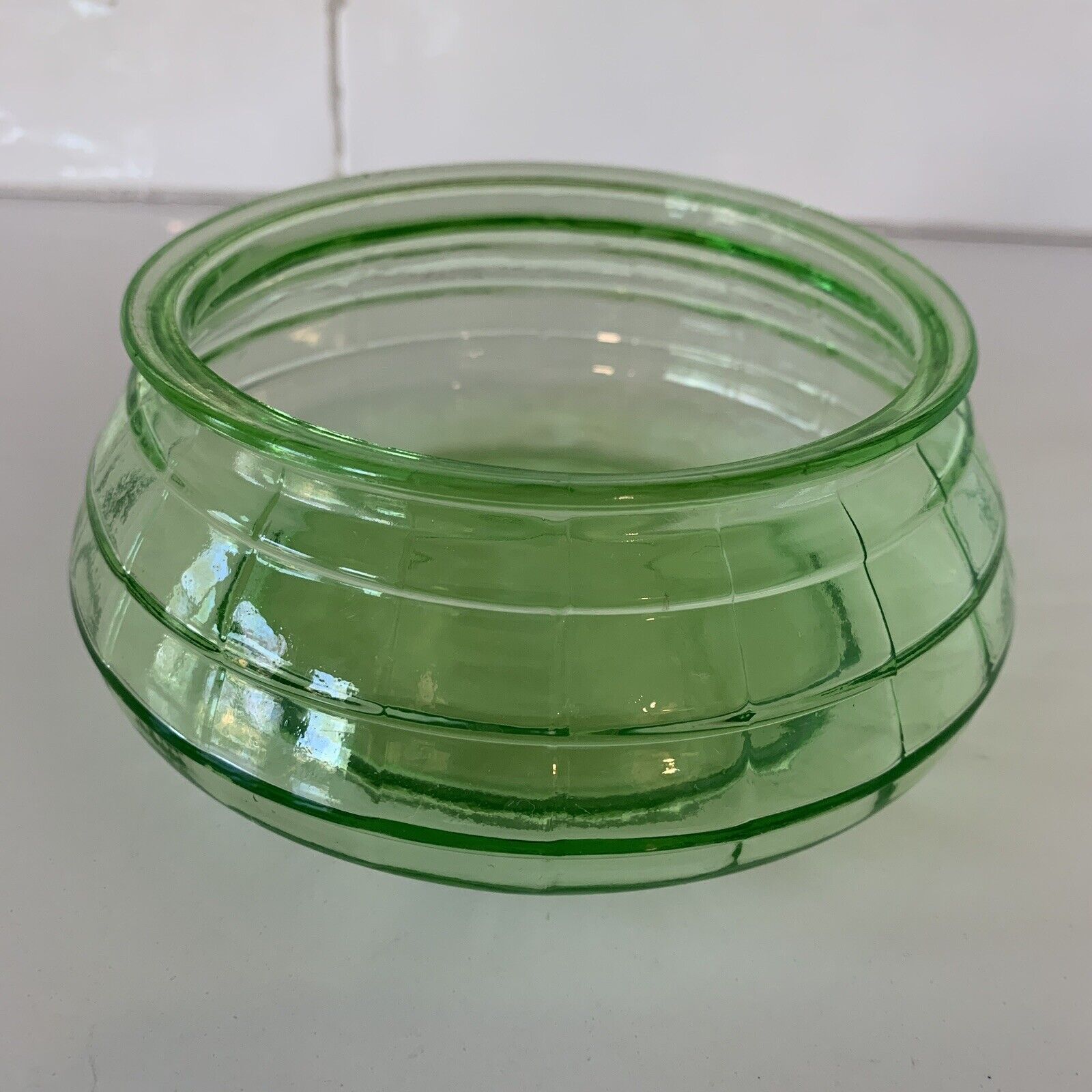 Vintage Green Depression Glass Bowl Candy Nut Dish 1930s