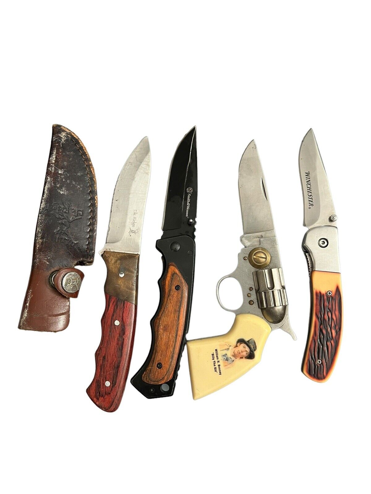 Lot Of 4 Folding Knife Billy The Kid Winchester Elk Ridge