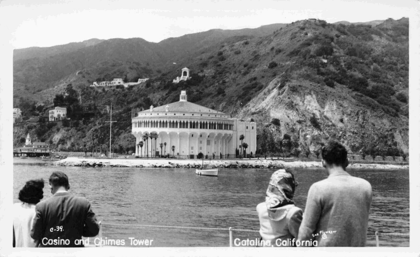 RPPC Catalina View From Boat Avalon California Casino Chimes Tower Postcard