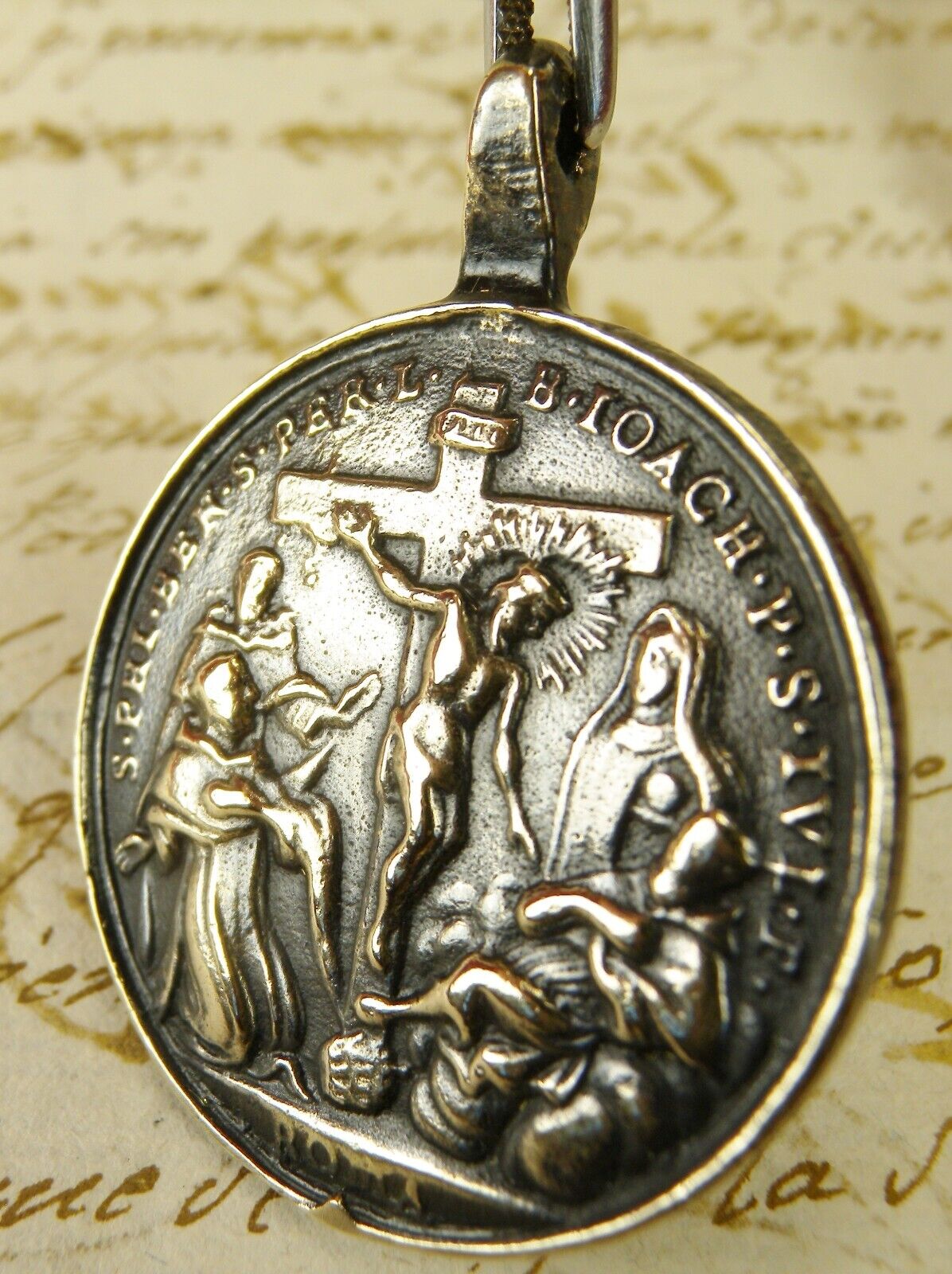 CARMELITE NUN ANTIQUE 18TH C. PASSION OF CHRIST OUR LADY OF SORROWS BRONZE MEDAL
