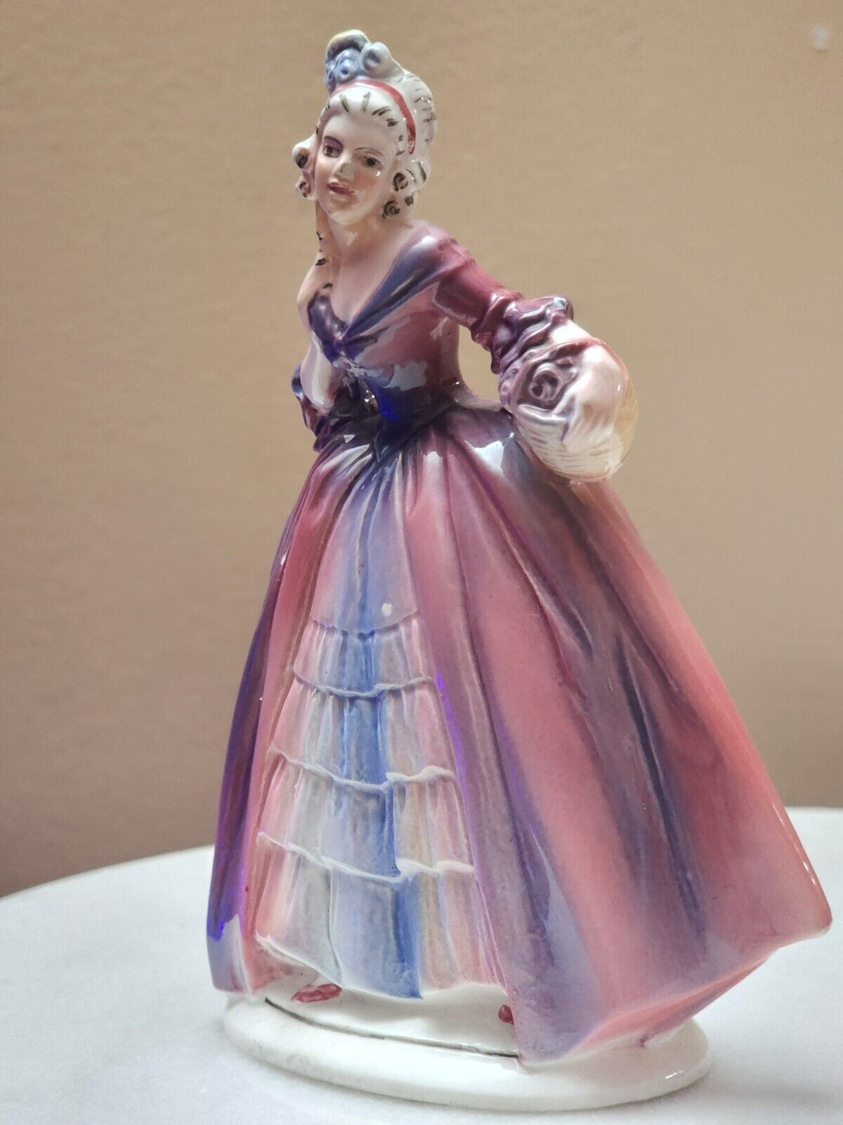 Katzhütte Porcelain Figure - Woman with Bell Dress and Flower Basket