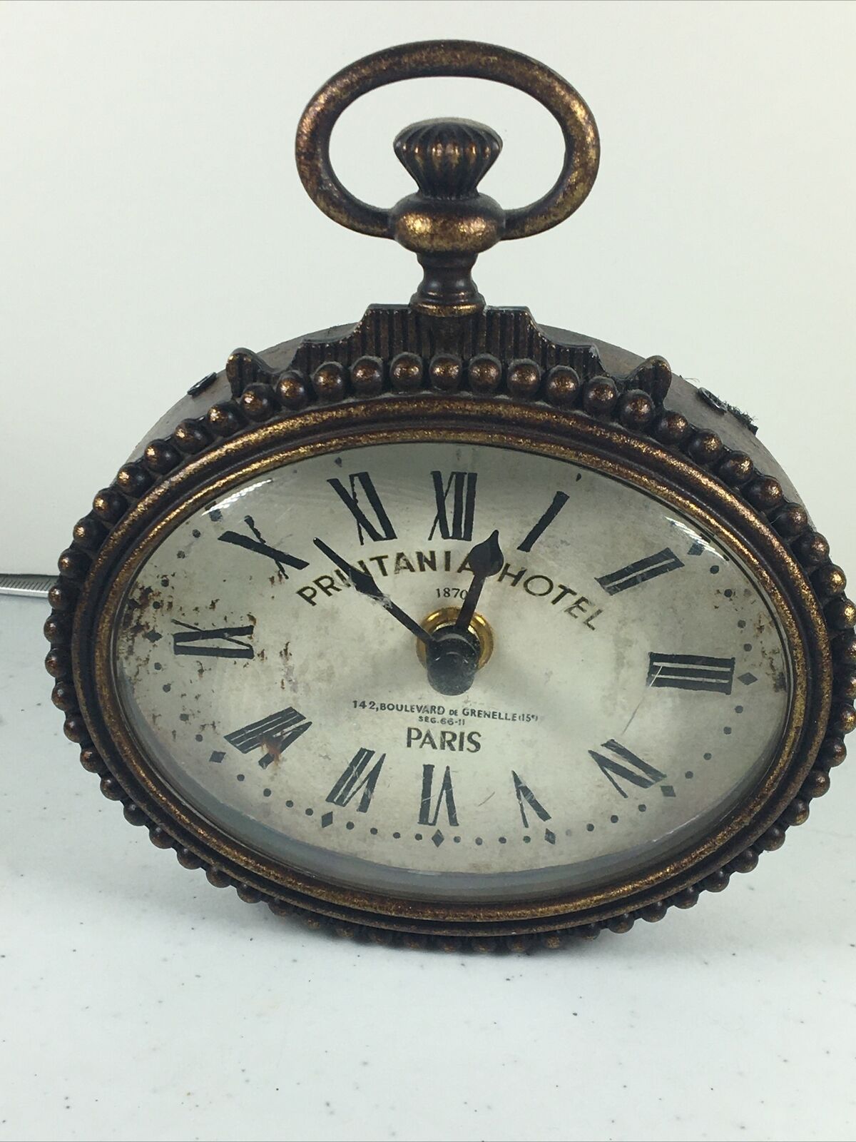 Antique Vantage Printania Hotel 1870 Paris Buttercream Wall Clock 4X5 in Working