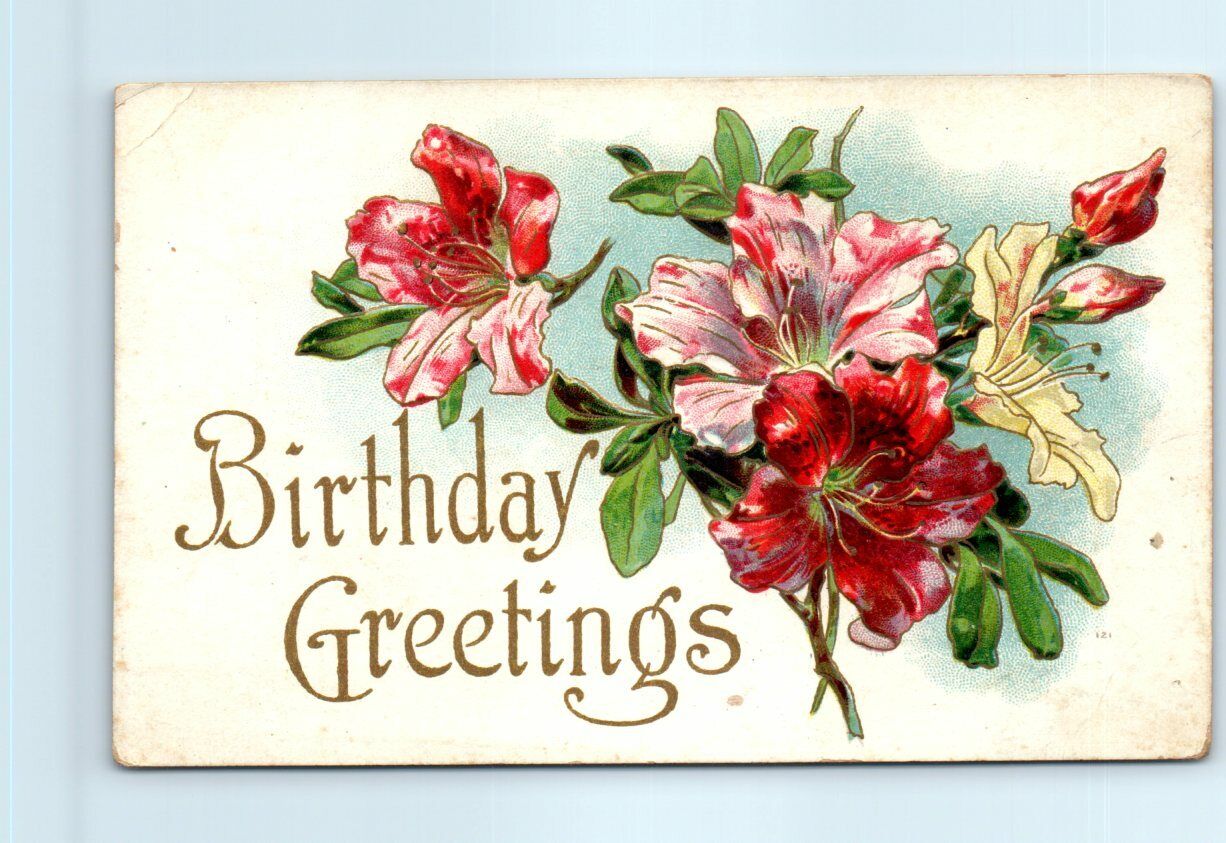 Postcard - Flowers Art Print - Birthday Greetings
