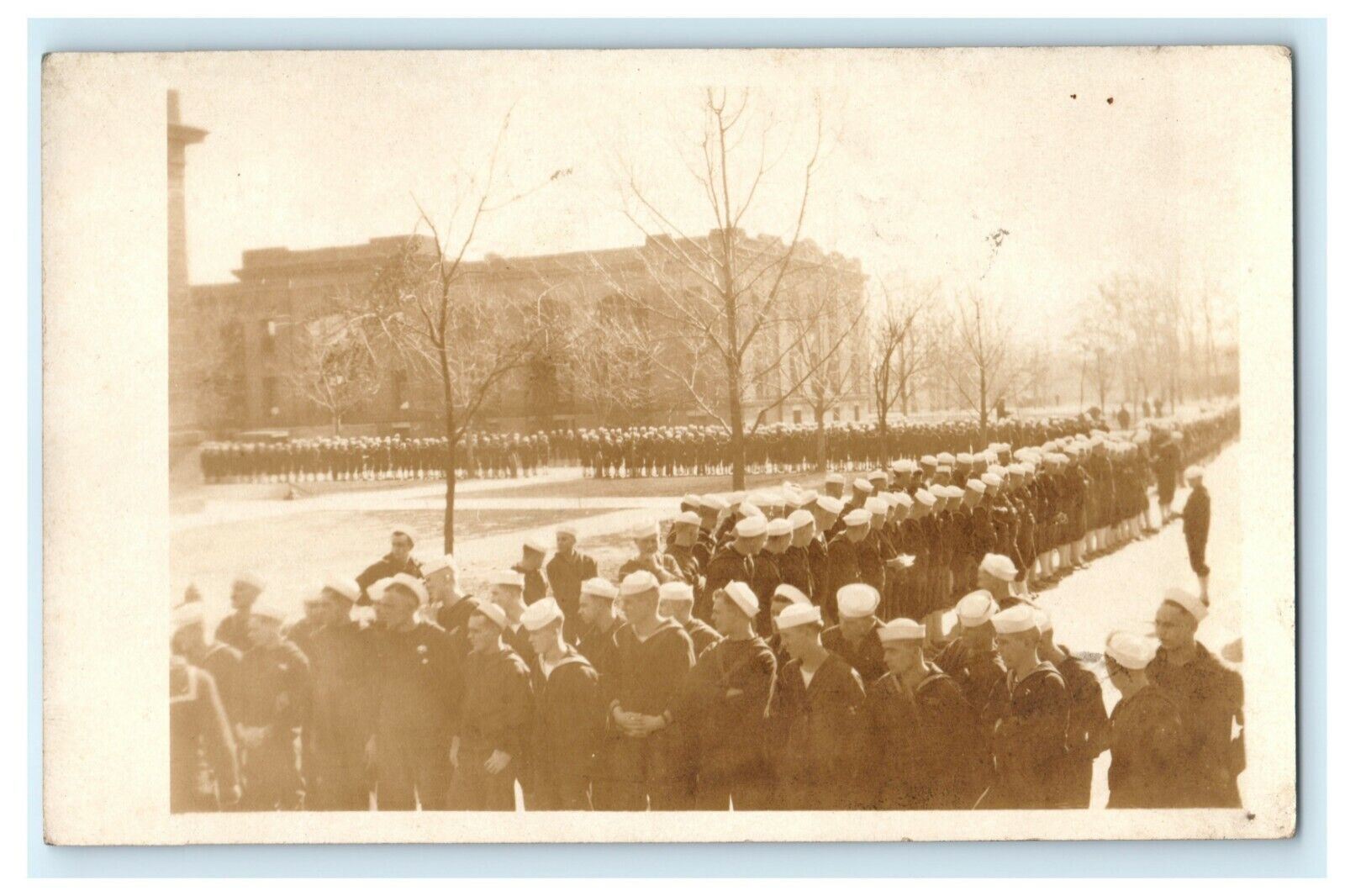 Military Commencement Sailors Gathering RPPC Photo Vintage Antique Postcard