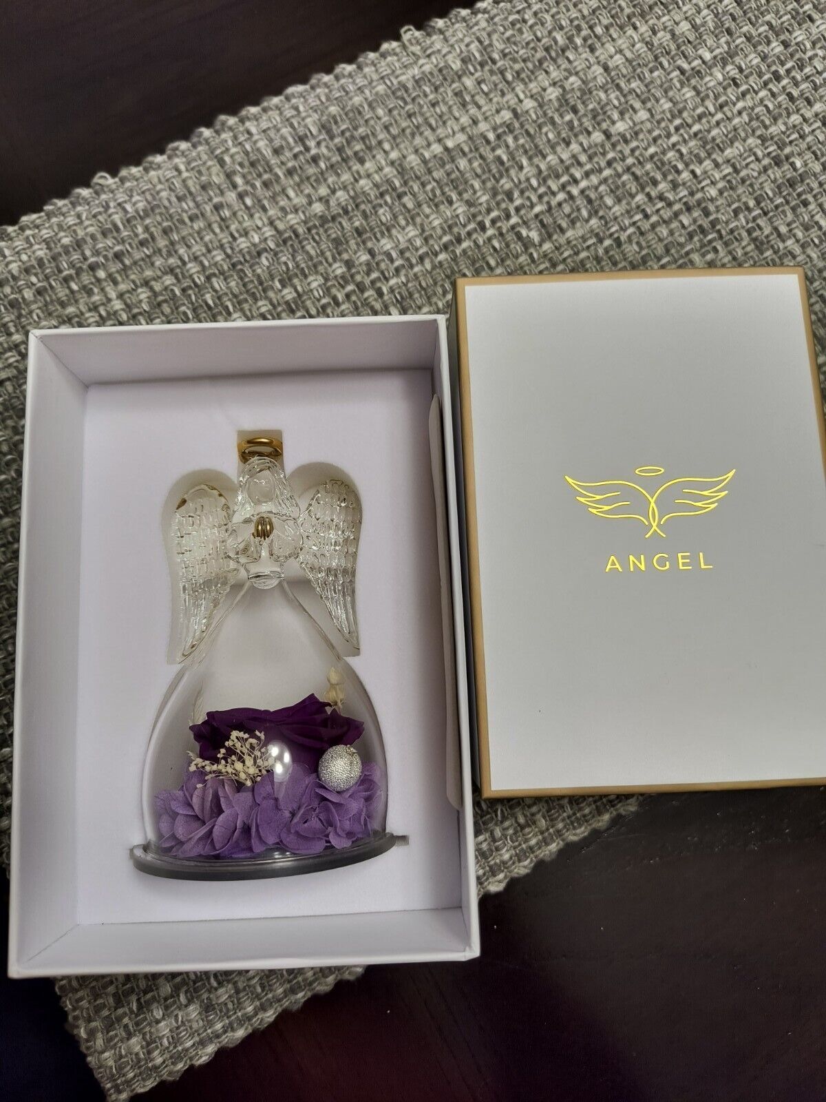 Angel Gifts for Women, Mom, Grandma, Preserved Real Rose in Glass Angel Figurine