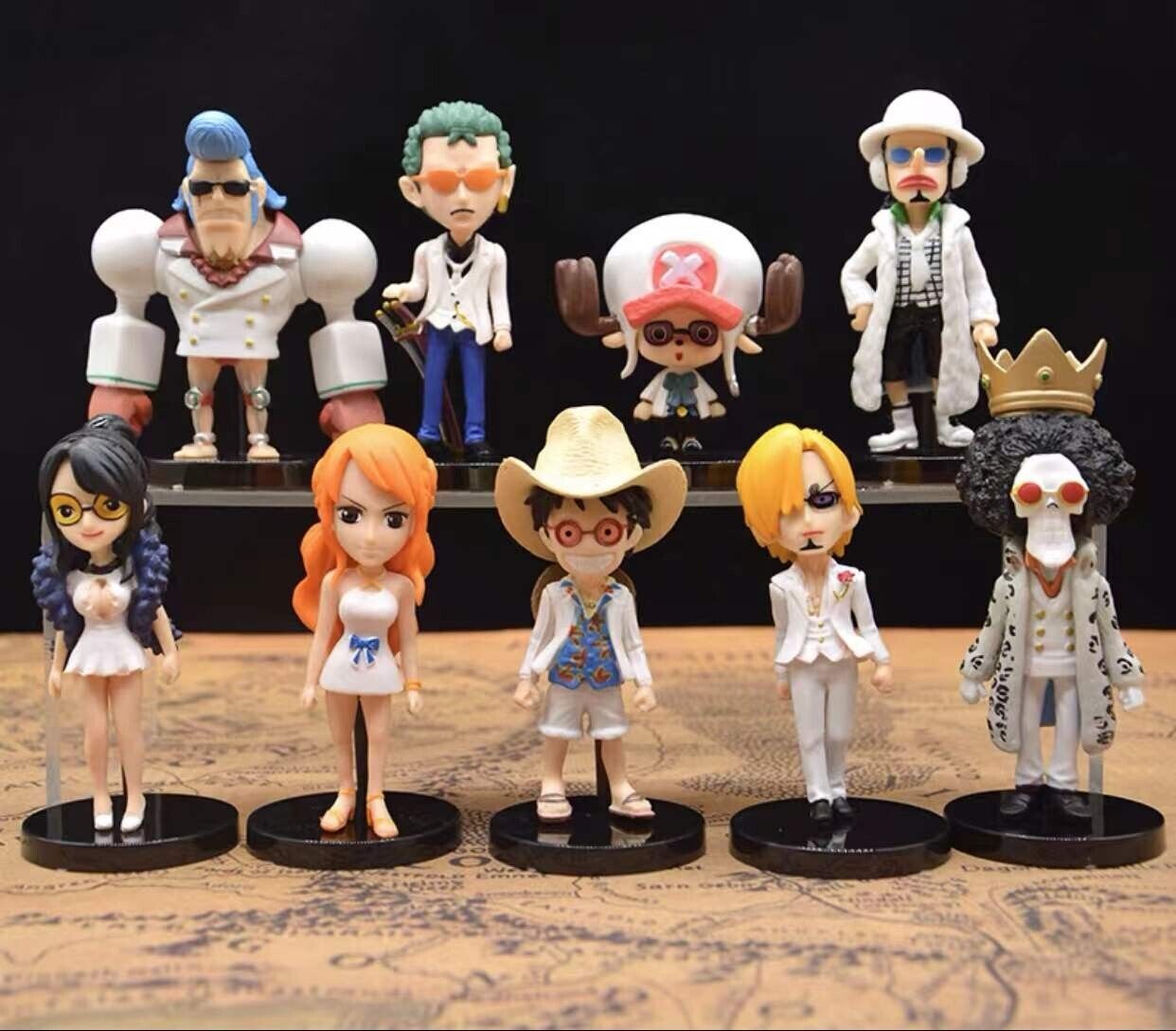9pcs/set Anime One Piece Luffy Sanji Zoro Nami Chopper PVC Figure Toy Gift 