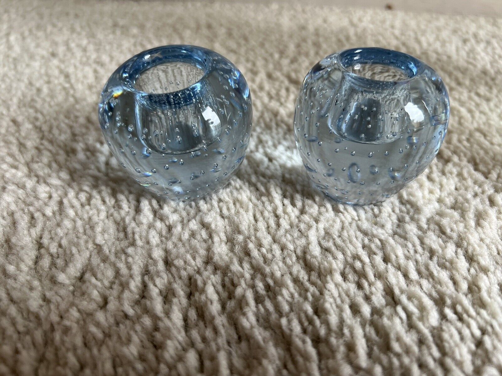 Antique Blue Crystal Candle Holders