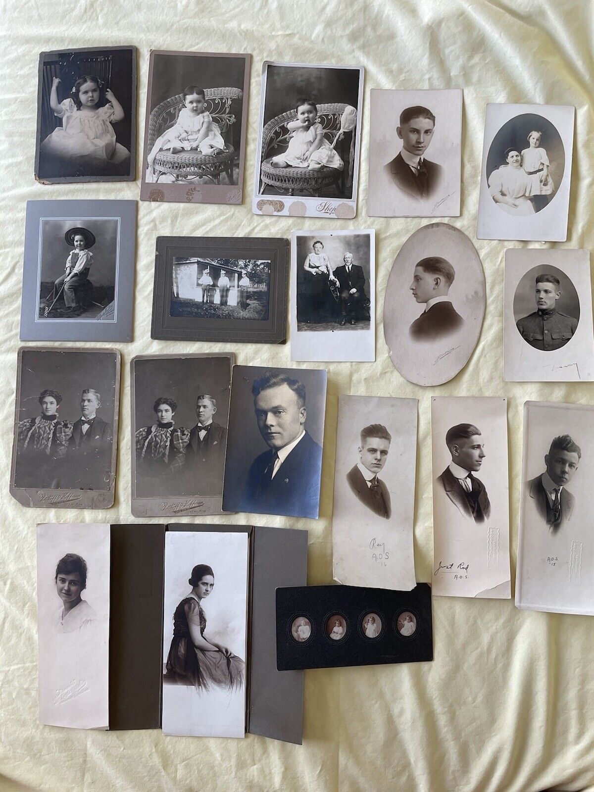 Lot of 20 Rare Antique Photograph 1900s Family Children Woman Military Postcards