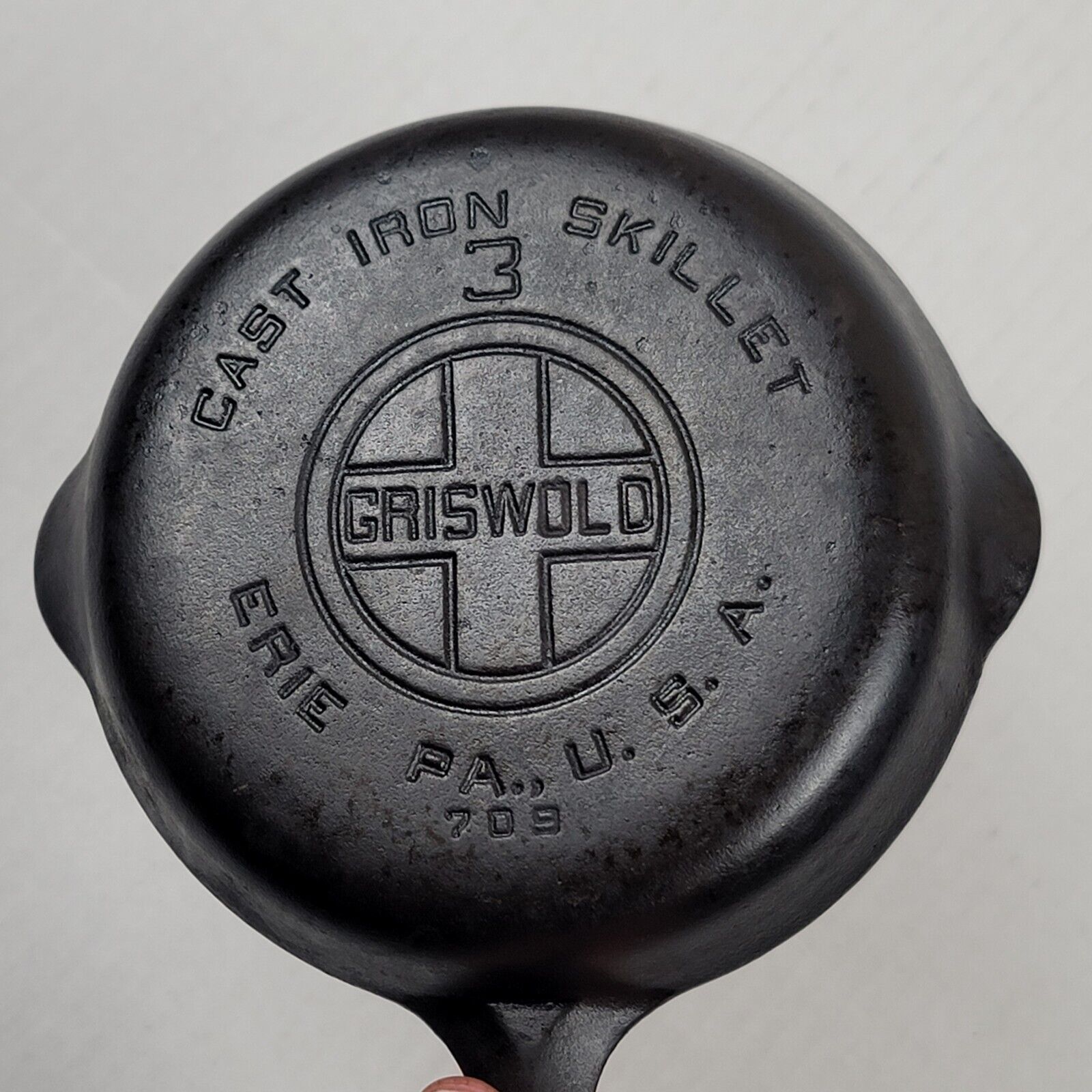 Vintage Griswold Cast Iron Skillet 3 Large Block Letters Logo No 709 Frying Pan