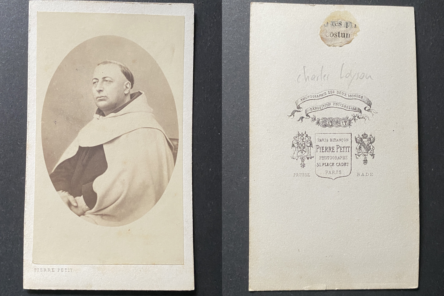 Pierre Petit, Paris, Charles Loyson, Father Hyacinthe, circa 1865 vintage cdv a