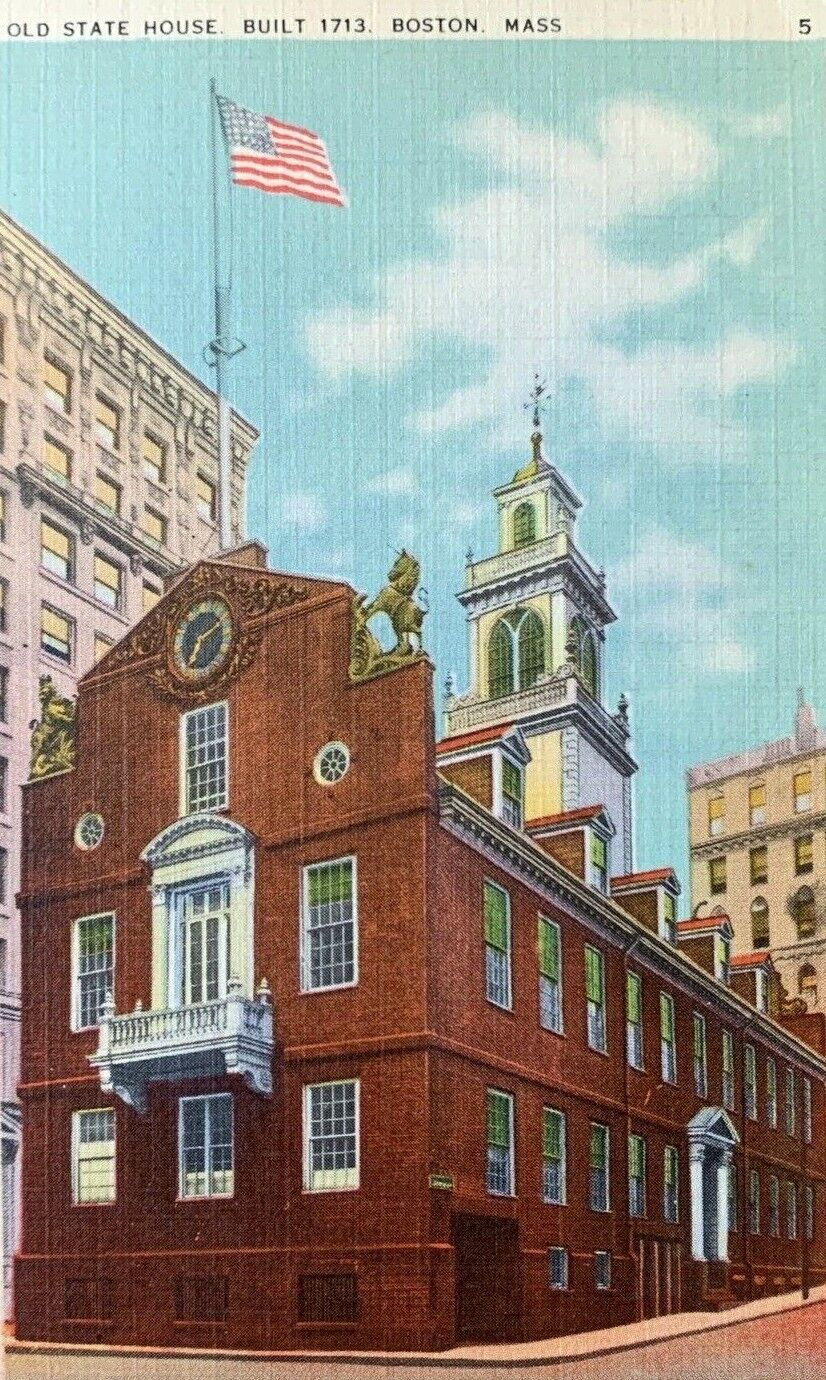 Postcard Old State House Built 1713 Boston Massachusetts Posted 1939 Linen