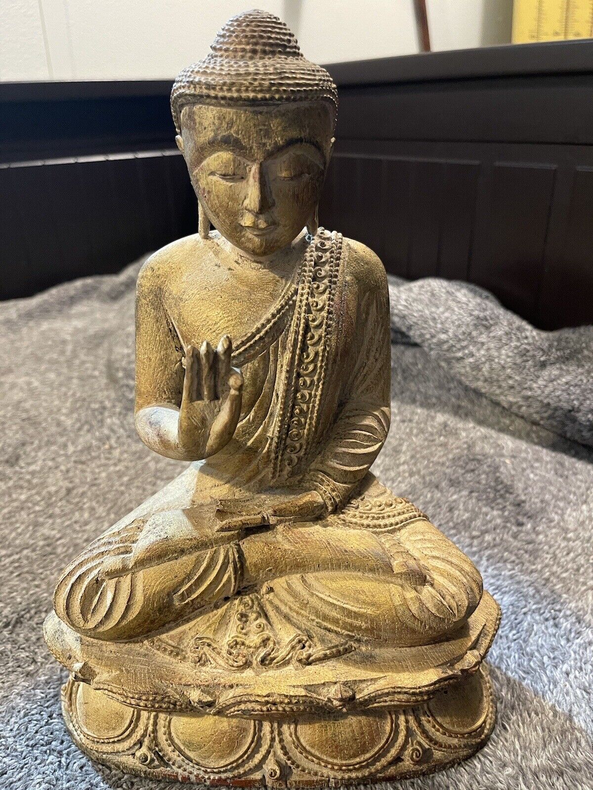 Antique Hand Carved Wood Buddha