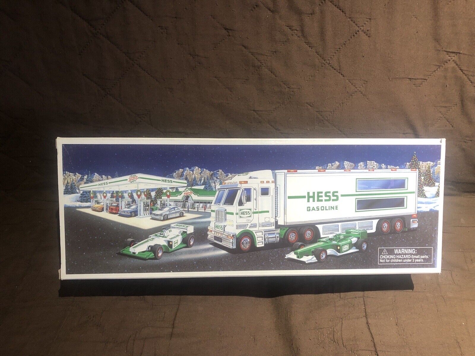 BRAND NEW 2003 HESS TOY TRUCK AND RACE CARS + 3 FREE ASSORTED HESS BAGS FREESHIP