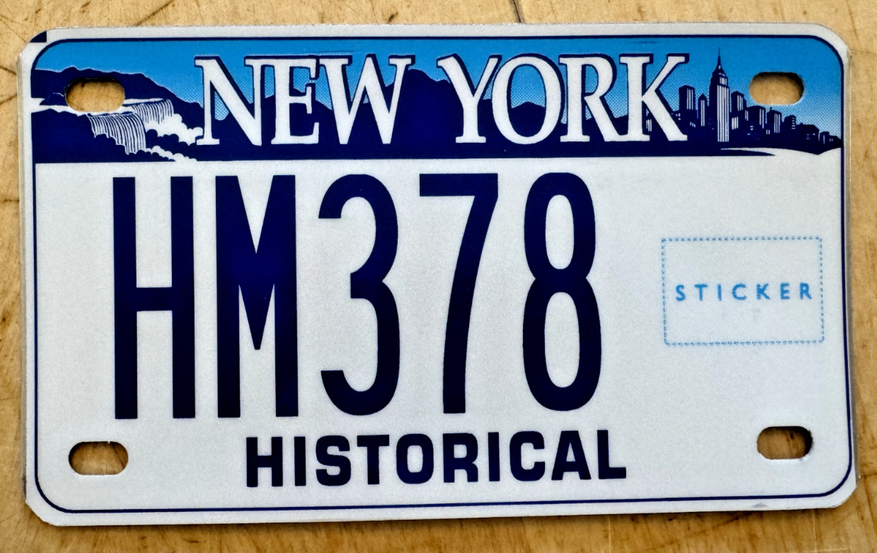 RARE NEW YORK HISTORICAL HISTORIC ANTIQUE MOTORCYCLE  LICENSE PLATE \