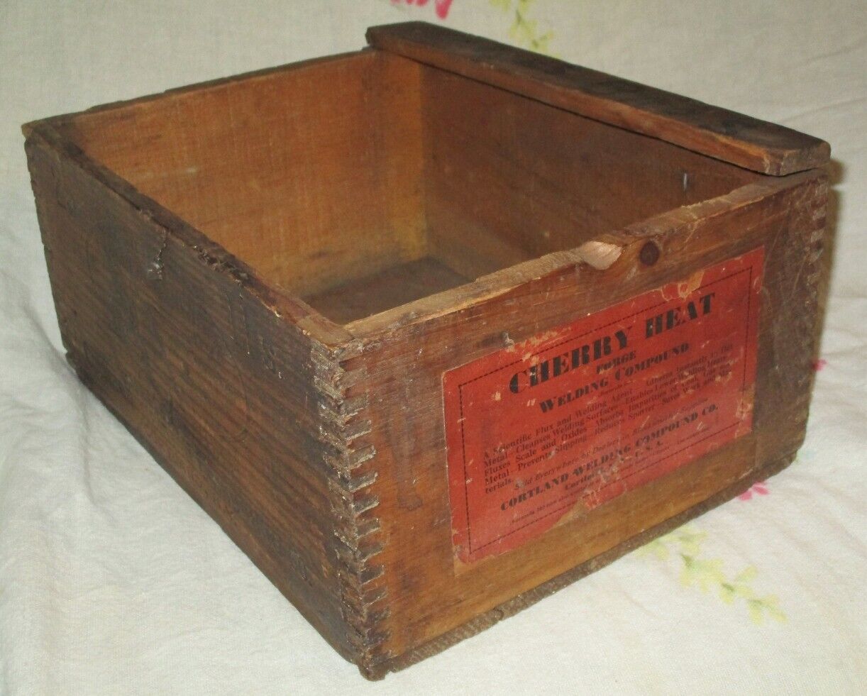 Antique CHERRY HEAT WELDING Jointed CLMAX Vintage Shipping Crate BLACKSMITH BOX