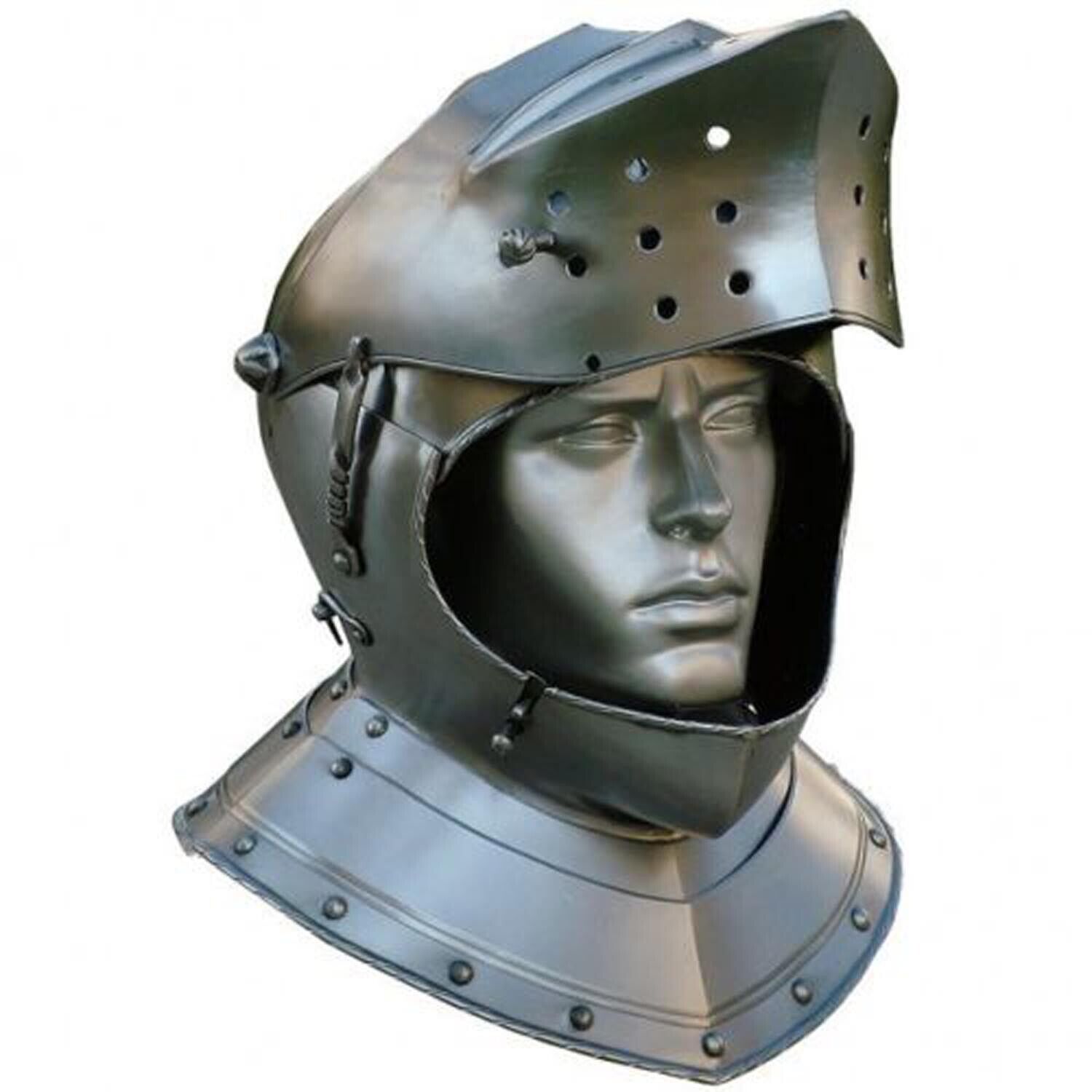 16 GA SCA LARP Medieval preowned leather armor knight helmet battle ready steel