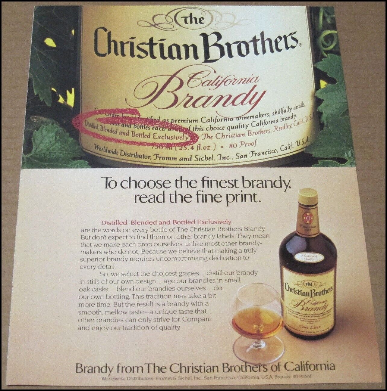 1982 The Christian Brothers Brandy Print Ad Advertisement Vintage Budweiser Beer