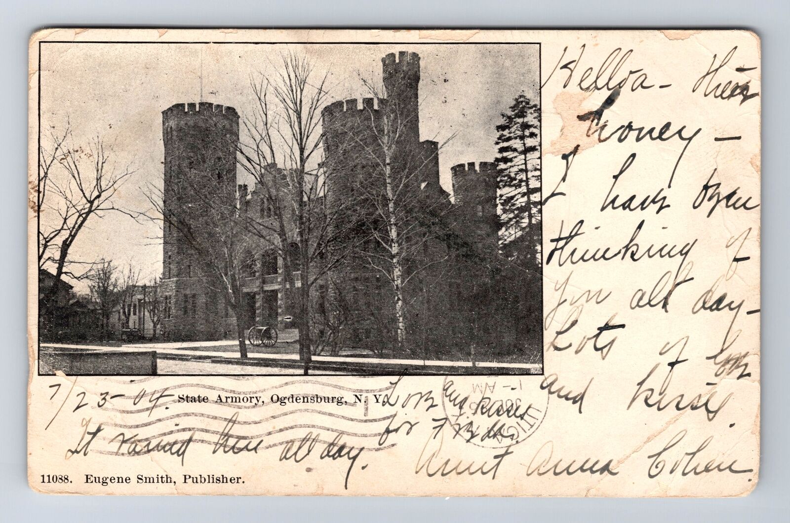 Ogdensburg NY- New York, State Armory, Antique, Vintage c1904 Postcard