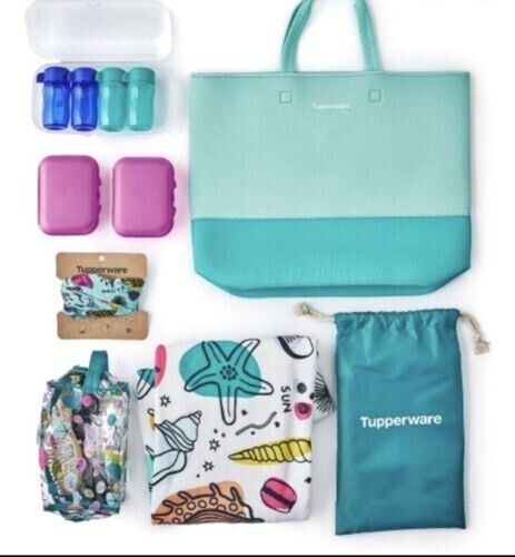 NEW tupperware utopic shore weekender picnic set 12 pc beach towel mat bag host