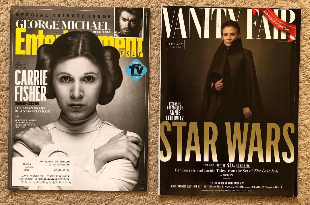 Lot of (2) CARRIE FISHER STAR WARS magazines Entertainment Weekly/Vanity Fair