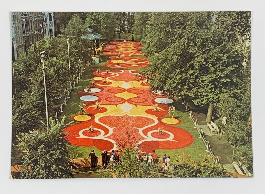 Flower Carpet on the Kouter 1977 Aerial View Ghent Belgium Postcard Vintage