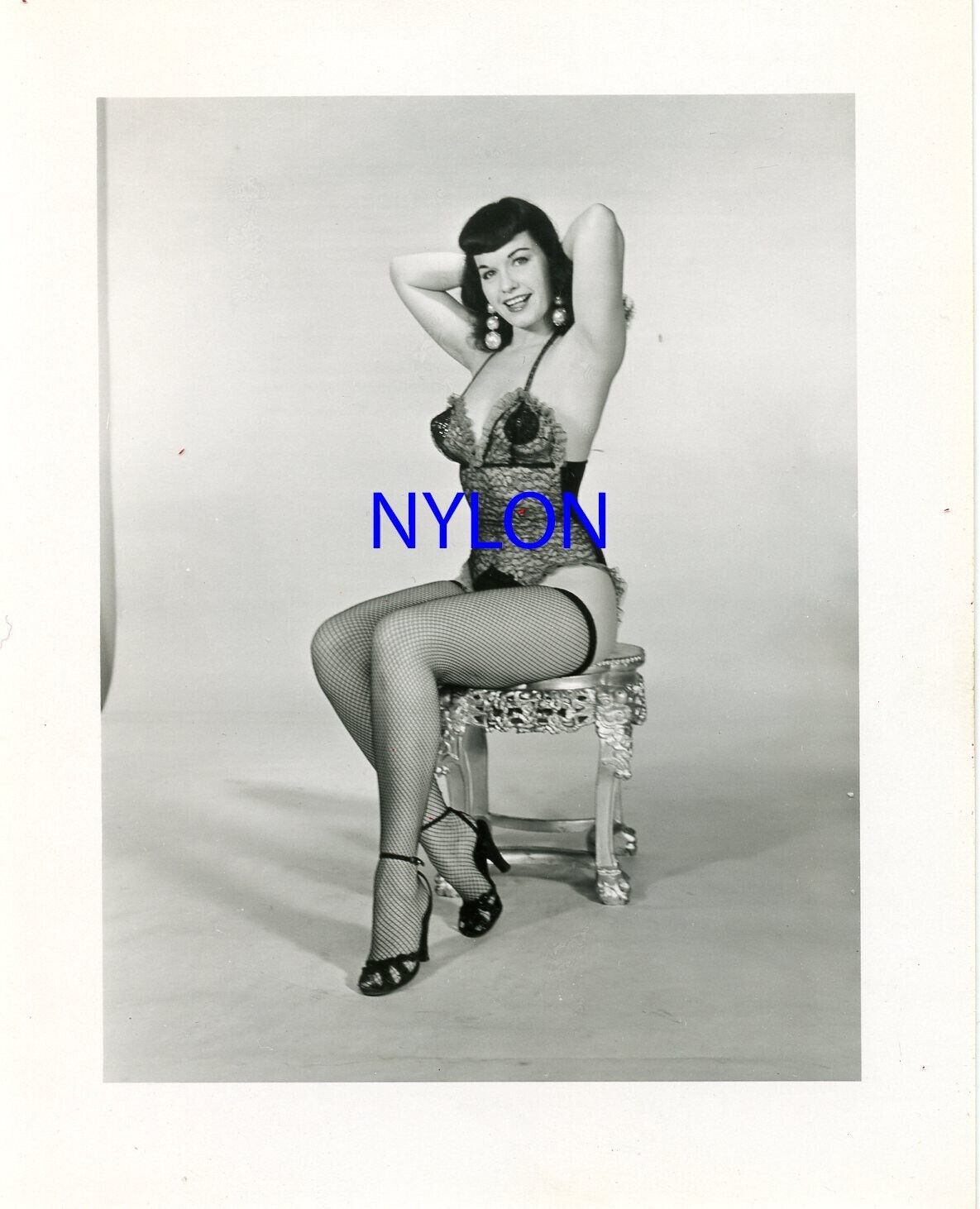 RARE BETTIE PAGE VINTAGE 1950's 4 x 5 PHOTOGRAPH BY ARNOLD KOVACS