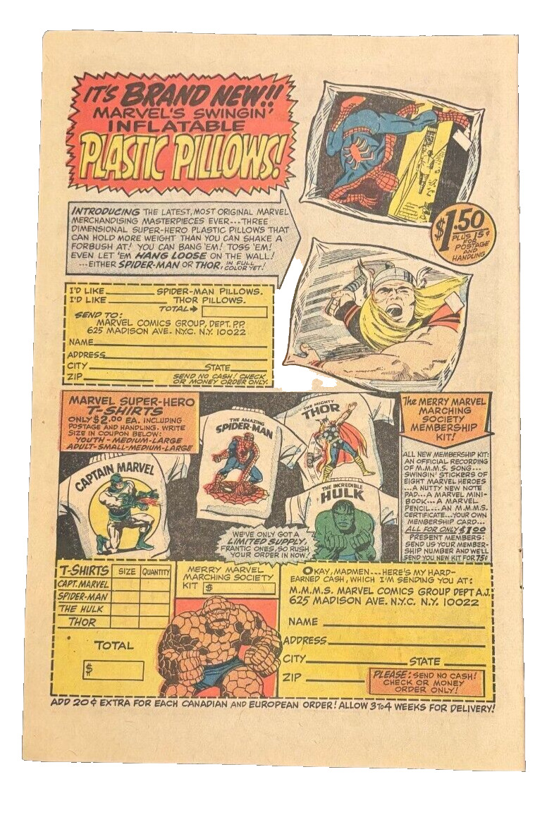 1968 Marvel Inflatable Plastic Pillow vintage print ad