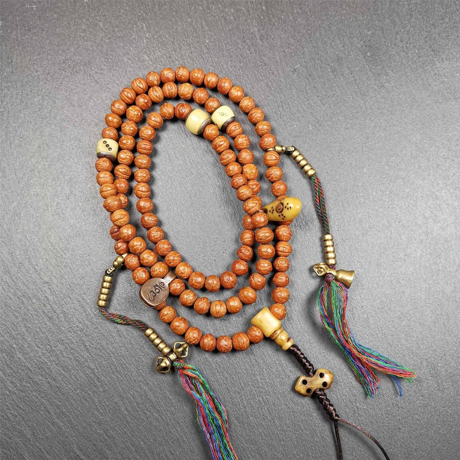 Gandhanra Old 108 Bodhi Seed Beads Mala,Prayer Beads Necklace for Meditation