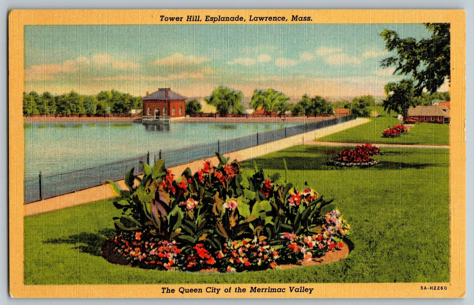 Lawrence, Massachusetts - Tower Hill, Esplanade - Vintage Postcard - Unposted