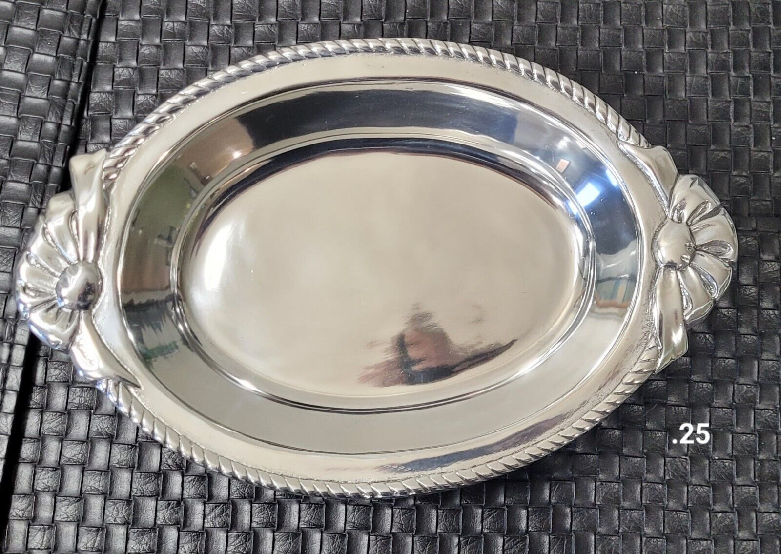Vintage Hacienda Real Mexican Handmade Oval Pewter Serving Tray 