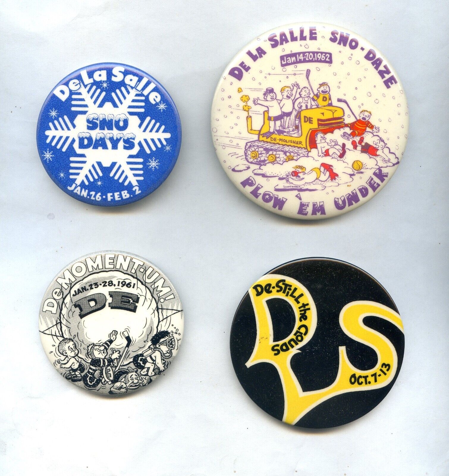 Vintage 60\'s De La Salle Sno-Days High School Buttons