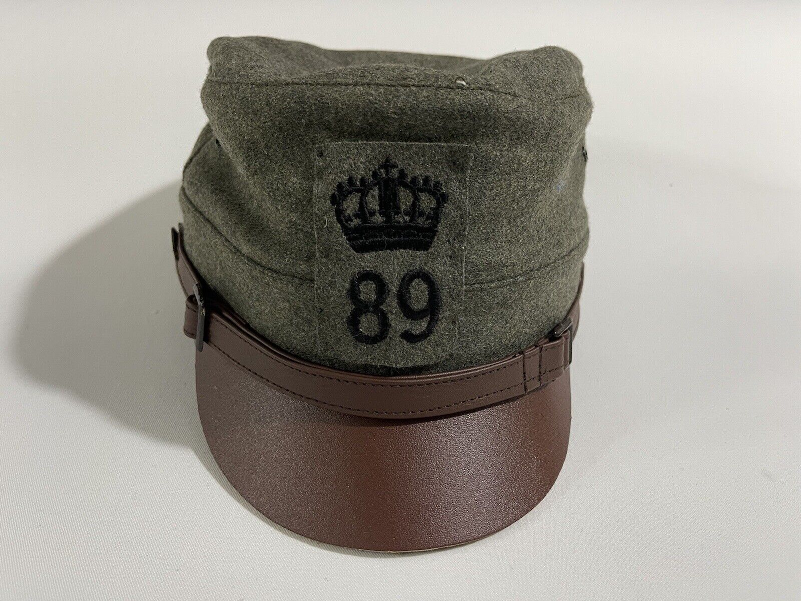WWI Italian M1909 Field Cap. Replica brown visor and strap