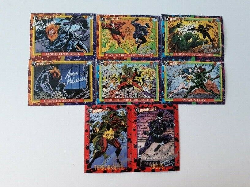 dc bloodlines 1993 skybox trading cards signed Aaron Mc Clellan 8 cards