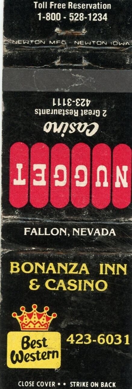 Bonanza Inn and Casino, Fallon, Nevada Matchbook